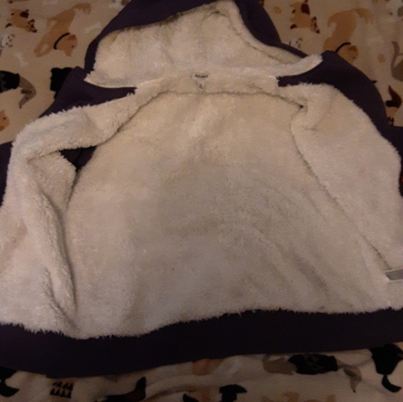 Old Navy Sherpa Lined Zip Front Hoodie Purple Sequin Woman's XL - Picture 4 of 9